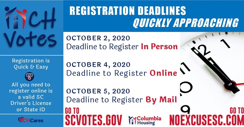 Voter registration deadlines for SC