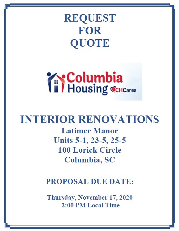 Cover page of Request for Quotes for interior renovations at Latimer Manor