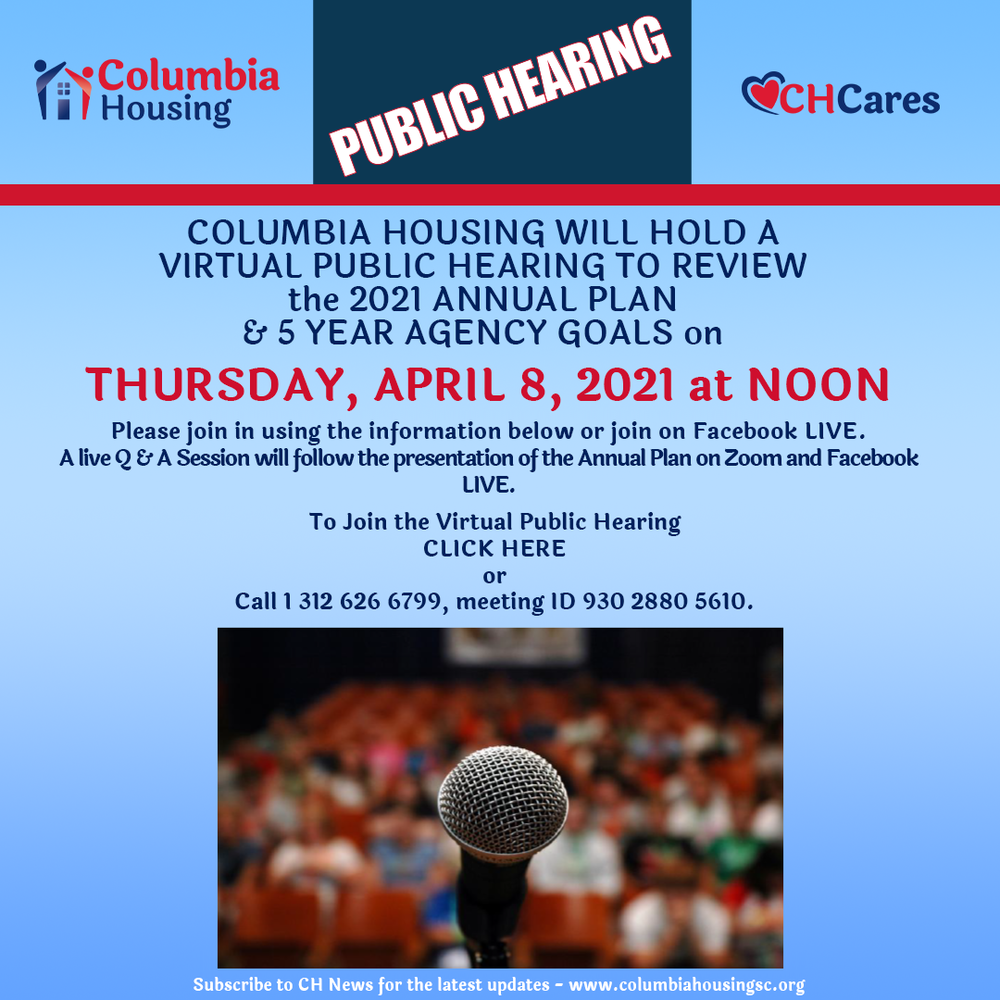 Public Hearing to Review CH Annual Plan April 8, 2021 via Zoom