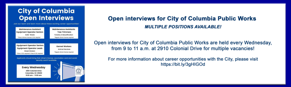 Columbia hiring for all public works positions