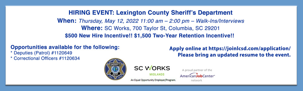 Hiring Event for Lexington County Sheriff's Department