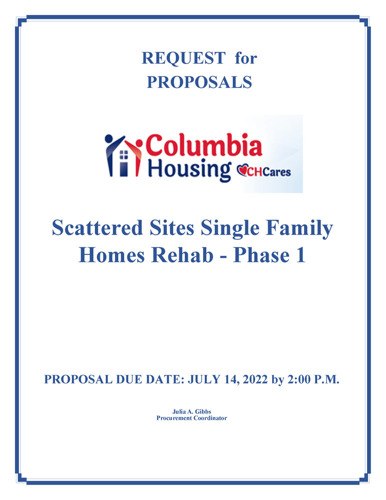 Cover of RFP for scattered sites single family homes rehab