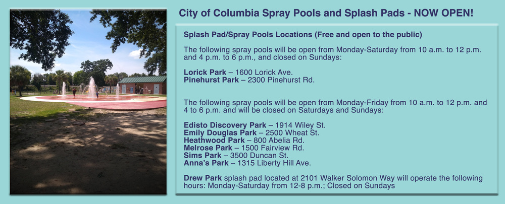 Free splash pads now open across Columbia
