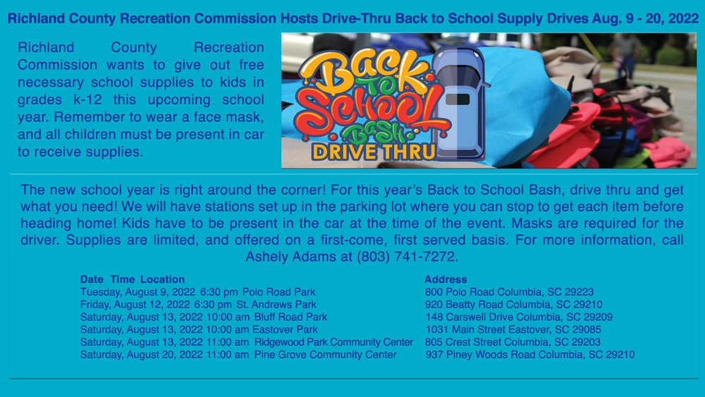 Richland County Recreation holds back to school drives
