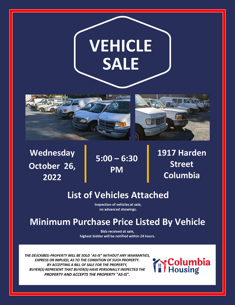 Vehicles to be sold by bid on Wednesday, October 26, 2022