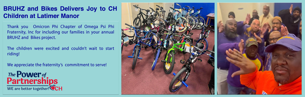 Local fraternity brings bikes to children at Latimer Manor