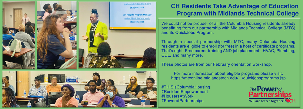 Columbia Housing residents meet with Midlands Technical College staff