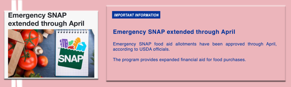 Food assistance extended