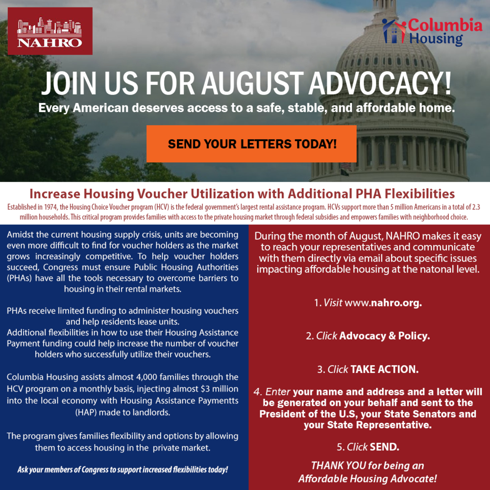 August Advocacy is underway. Help by contacting your elected officials.