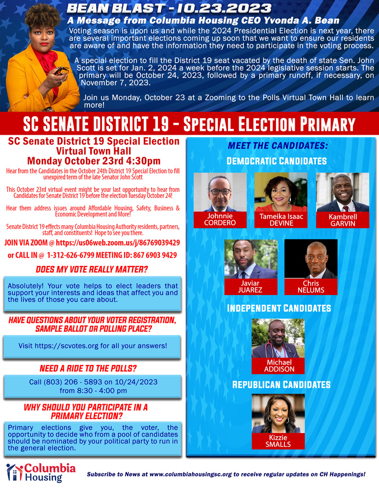 Bean Blast Special Election Edition SC Senate District 19