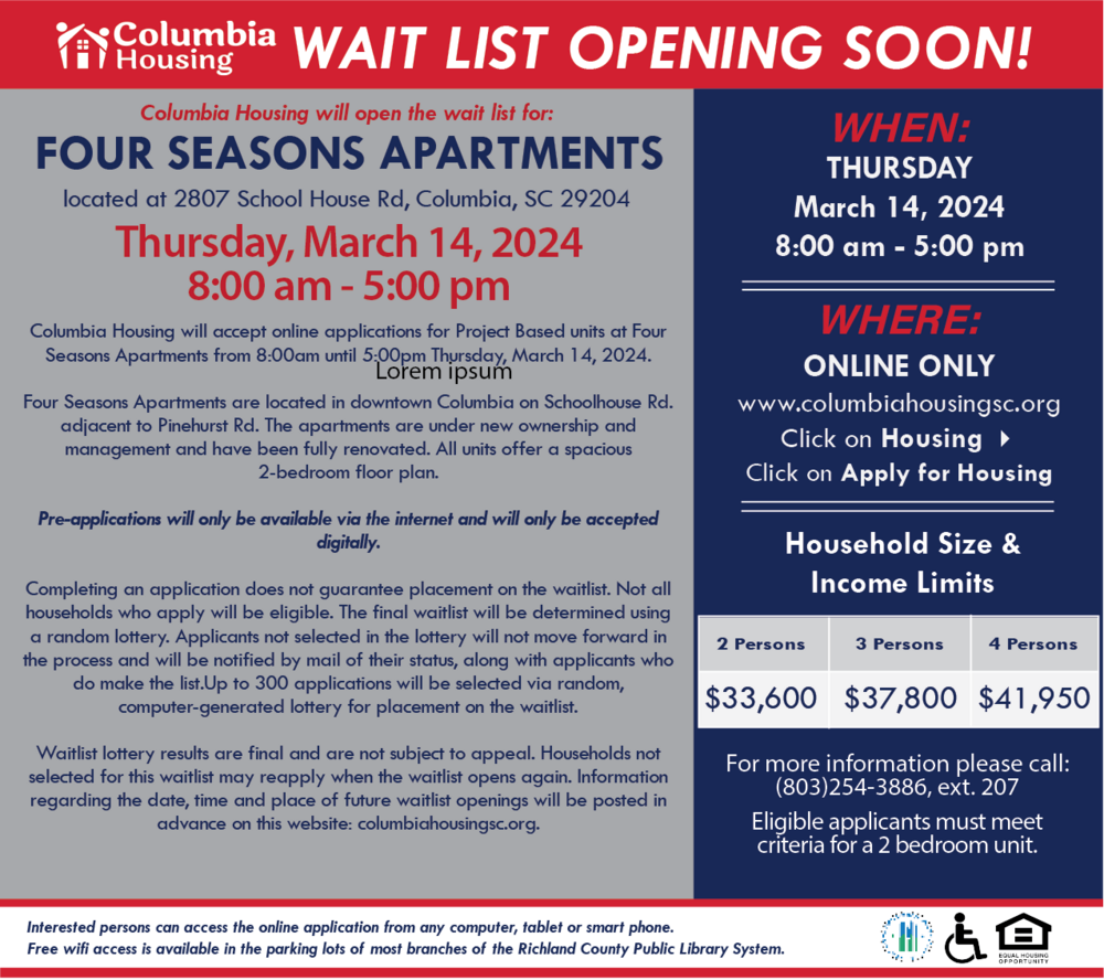 Wait List Opening Soon for Four Seasons Apartments