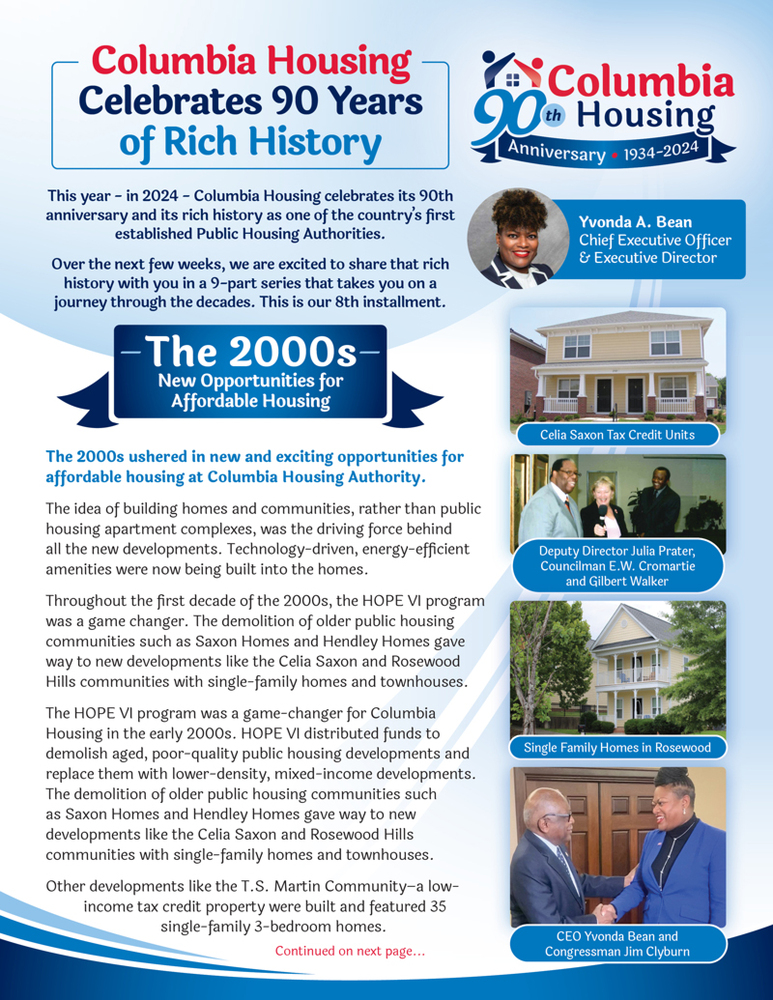 90th Anniversary Eblast The 2000s page 1. Text below images.